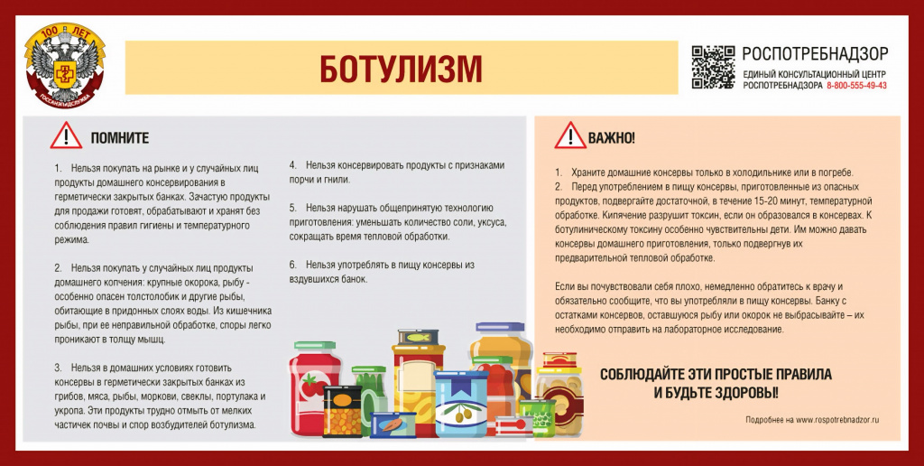 РОСПОТРЕБНАДЗОР напоминает: профилактика ботулизма